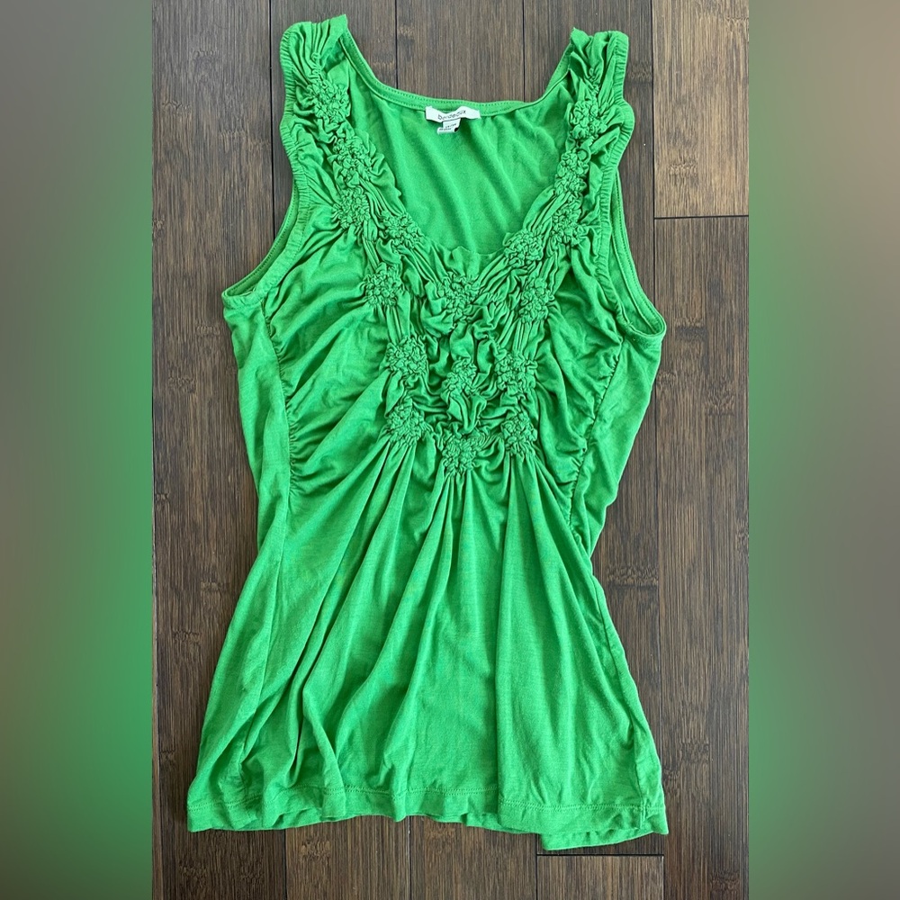 Anthropologie Bordeaux Vibrant Green Ruched Tank Top